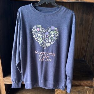Navy Blue Heart Graphic Sweatshirt